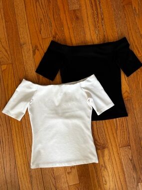 H&M Off Shoulder Tops Bundle Black & White Minimal Basic XS